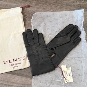 Dents Black Men’s Leather Gloves Cashmere BRAND NEW